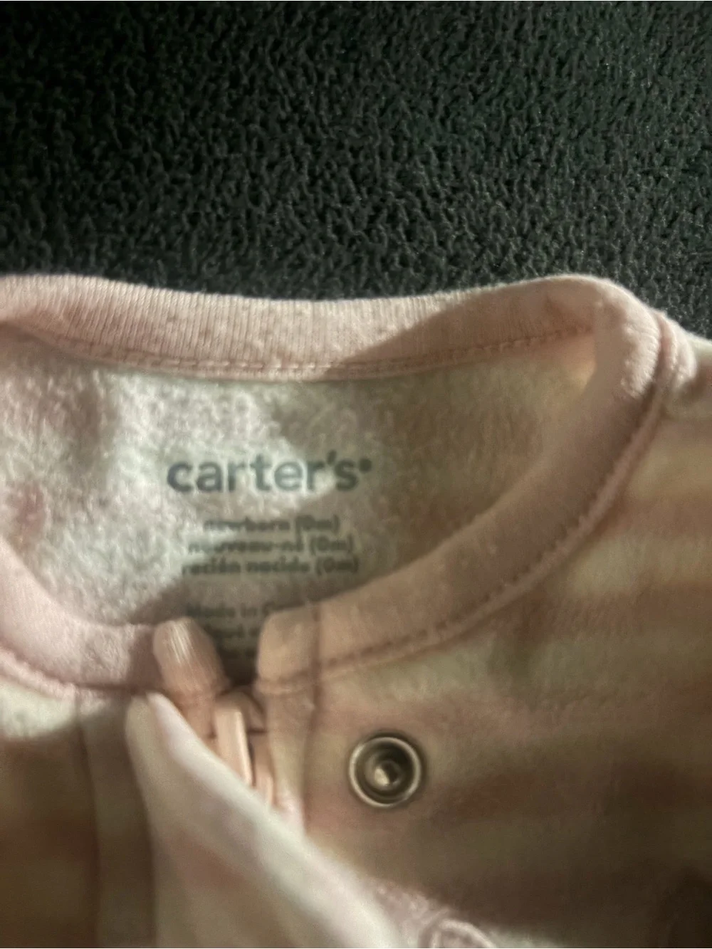 Carter's Pink and White Striped Footed One-Piece with Bear Patch